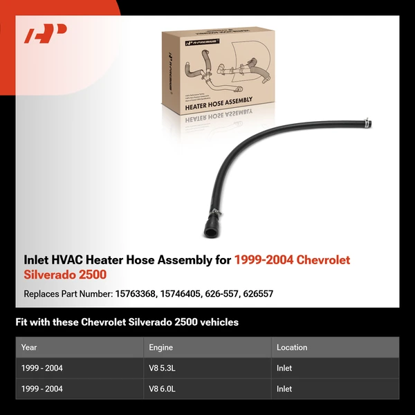 Inlet HVAC Heater Hose Assembly for 1999-2004 Chevrolet Silverado 2500