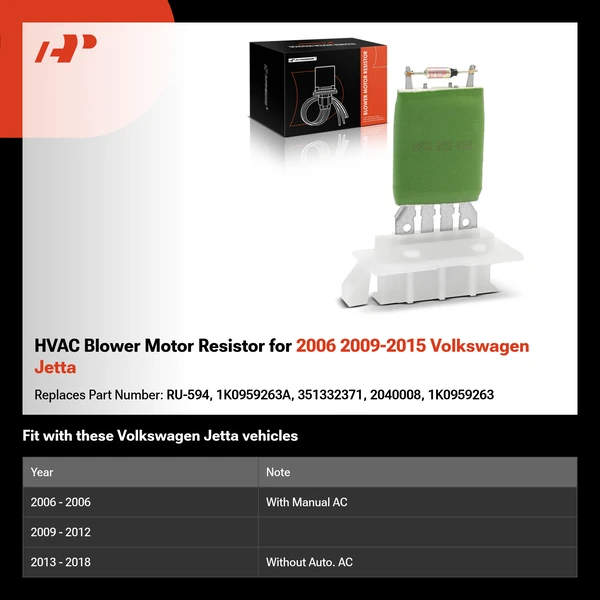 HVAC Blower Motor Resistor for 2006 2009-2015 Volkswagen Jetta