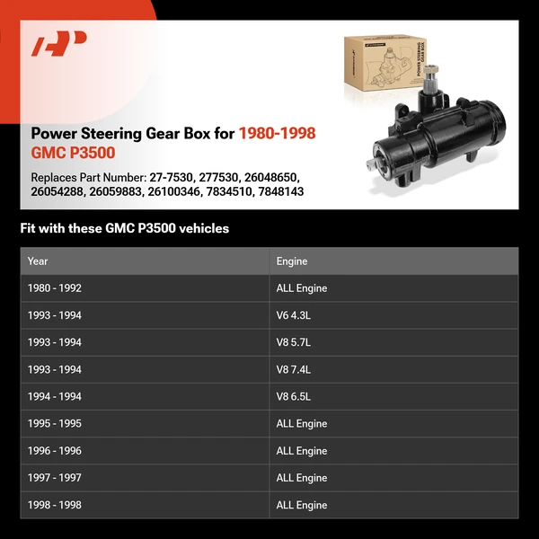Power Steering Gear Box for 1980-1998 GMC P3500
