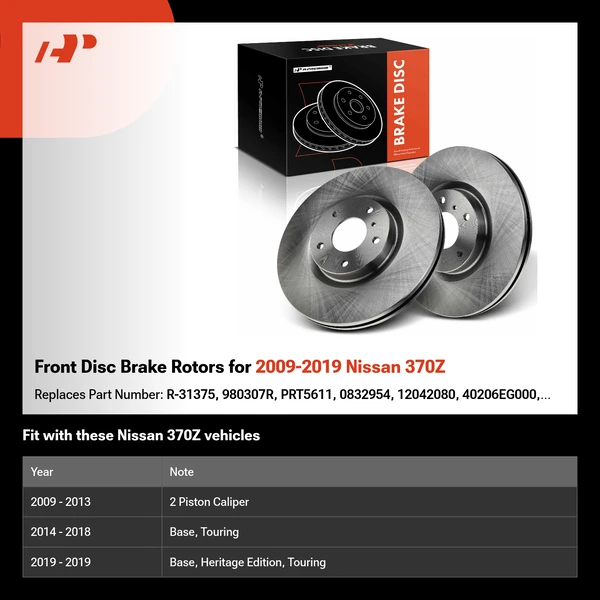 Front Disc Brake Rotors for 2009-2019 Nissan 370Z