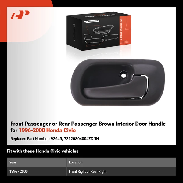 Front Passenger or Rear Passenger Brown Interior Door Handle for 1996-2000 Honda Civic