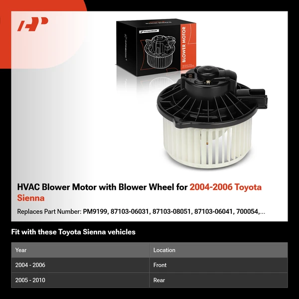 HVAC Blower Motor with Blower Wheel for 2004-2006 Toyota Sienna