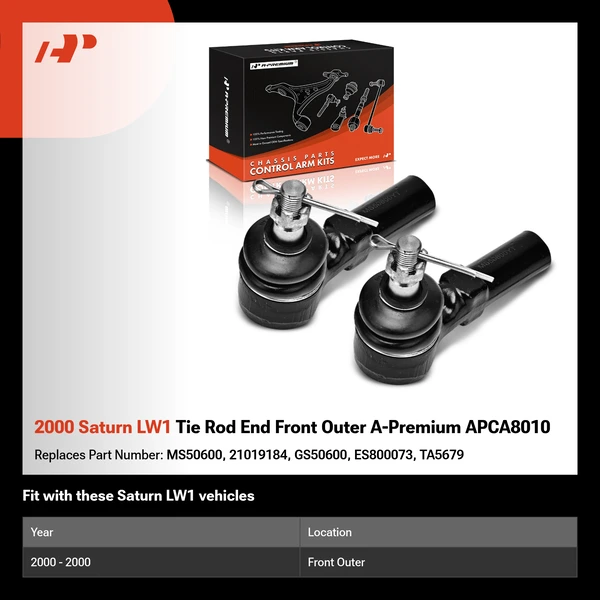 2000 Saturn LW1 Tie Rod End Front Outer A-Premium APCA8010