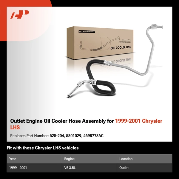 Outlet Engine Oil Cooler Hose Assembly for 1999-2001 Chrysler LHS
