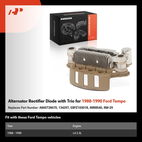 Alternator Rectifier Diode with Trio for 1988-1990 Ford Tempo