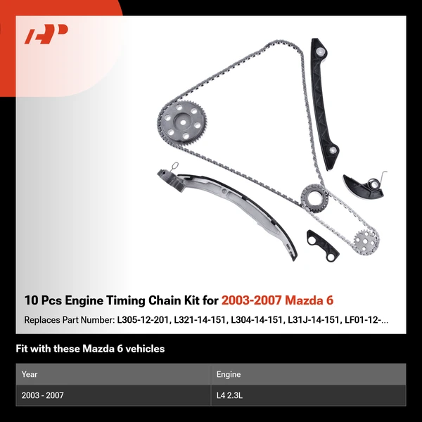 10 Pcs Engine Timing Chain Kit for 2003-2007 Mazda 6