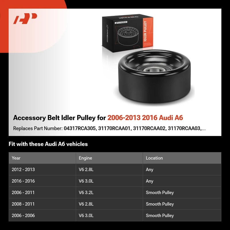 Accessory Belt Idler Pulley for 2006-2013 2016 Audi A6