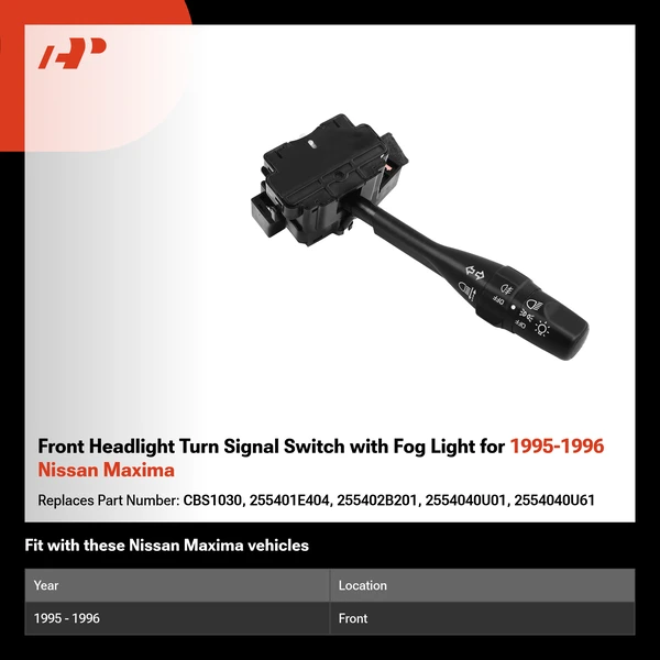 Front Headlight Turn Signal Switch with Fog Light for 1995-1996 Nissan Maxima