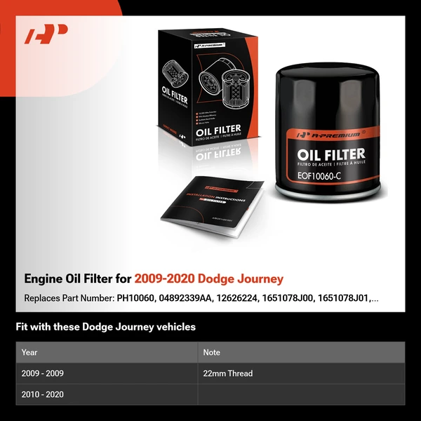Engine Oil Filter for 2009-2020 Dodge Journey