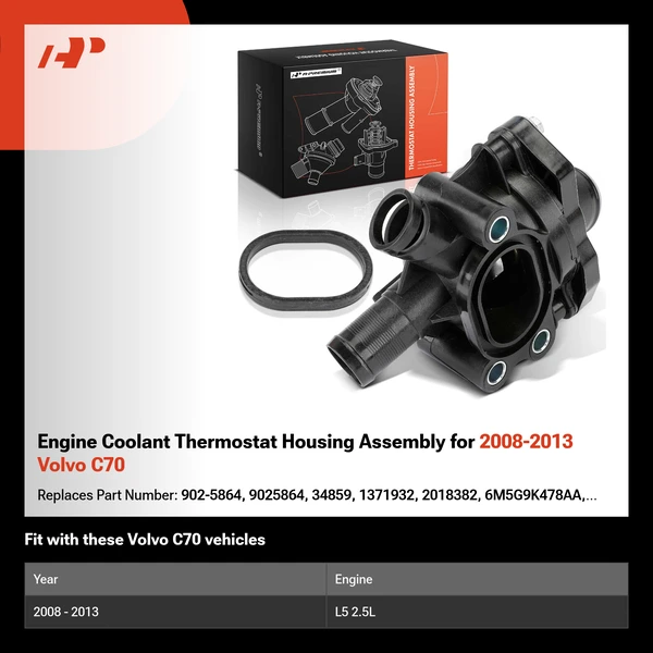 Engine Coolant Thermostat Housing Assembly for 2008-2013 Volvo C70