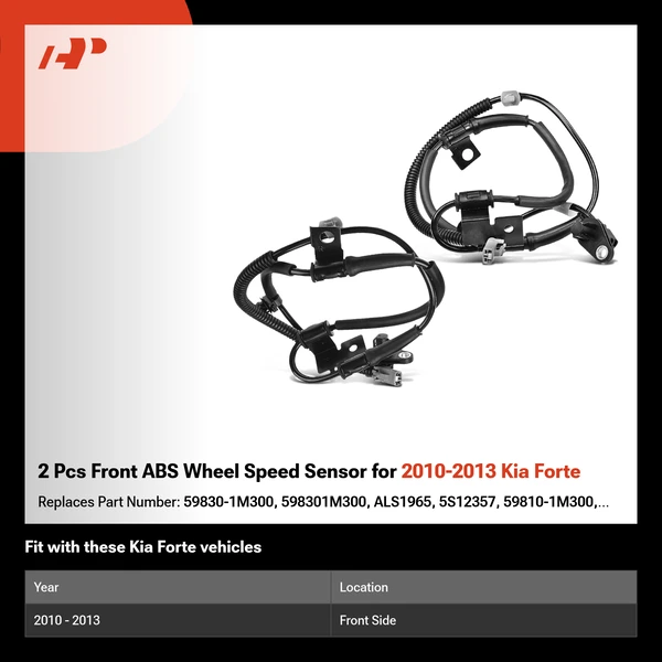 2 Pcs Front ABS Wheel Speed Sensor for 2010-2013 Kia Forte