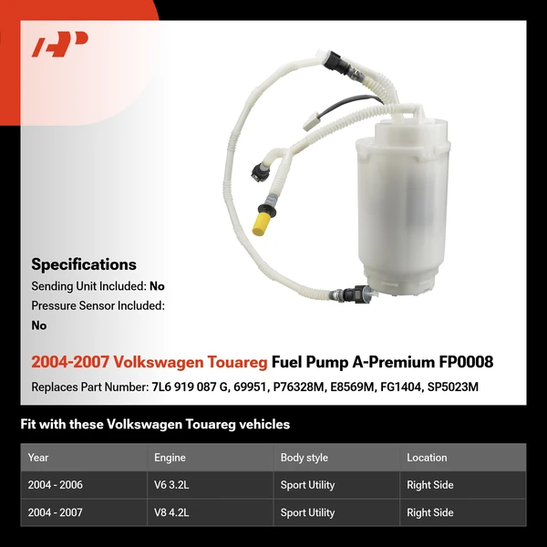 2004-2007 Volkswagen Touareg Fuel Pump A-Premium FP0008