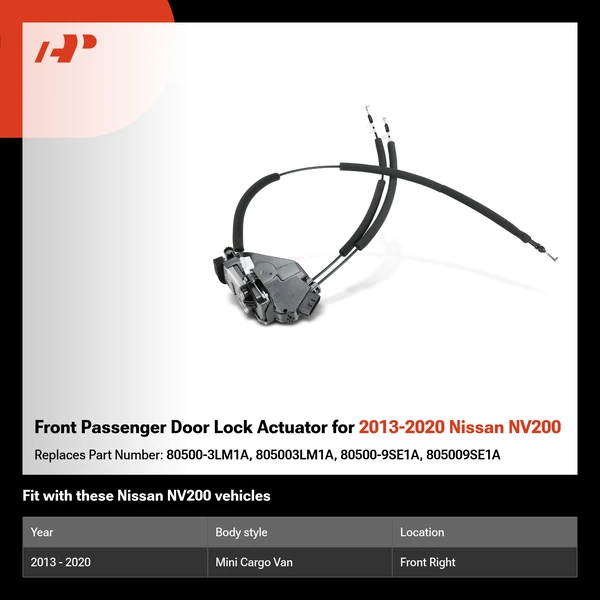 Front Passenger Door Lock Actuator for 2013-2020 Nissan NV200