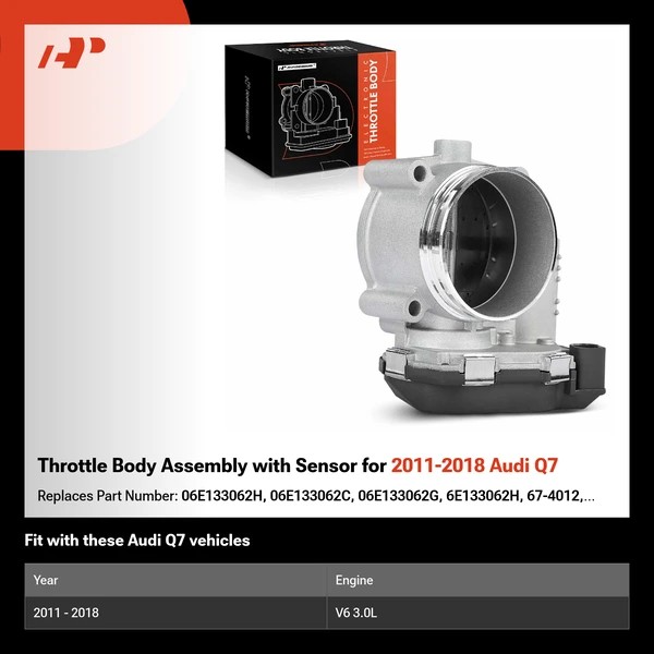Throttle Body Assembly with Sensor for 2011-2018 Audi Q7