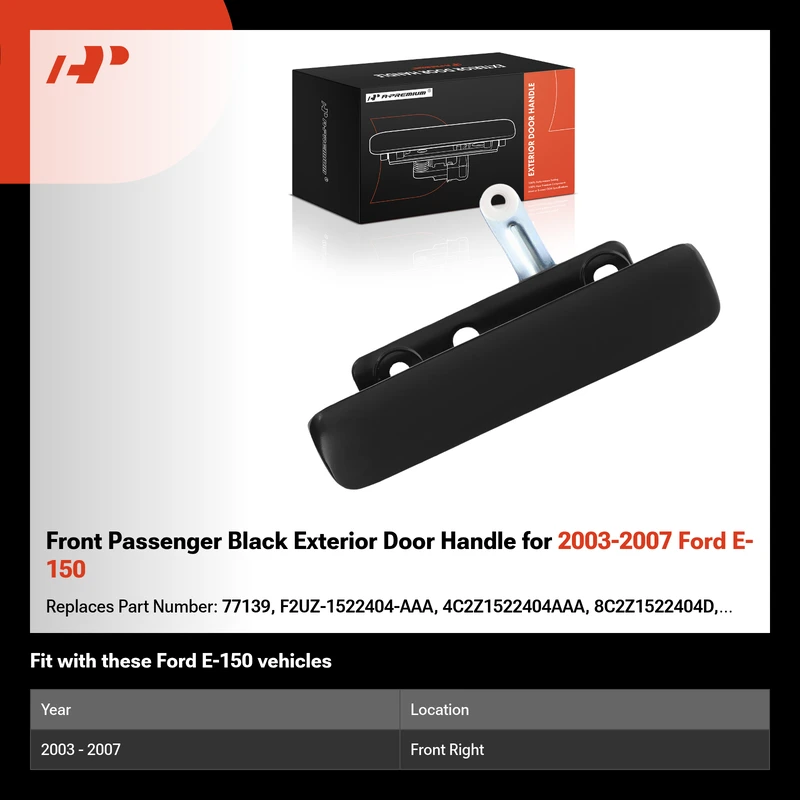Front Passenger Black Exterior Door Handle for 2003-2007 Ford E-150