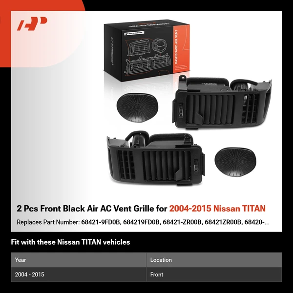 2 Pcs Front Black Air AC Vent Grille for 2004-2015 Nissan TITAN