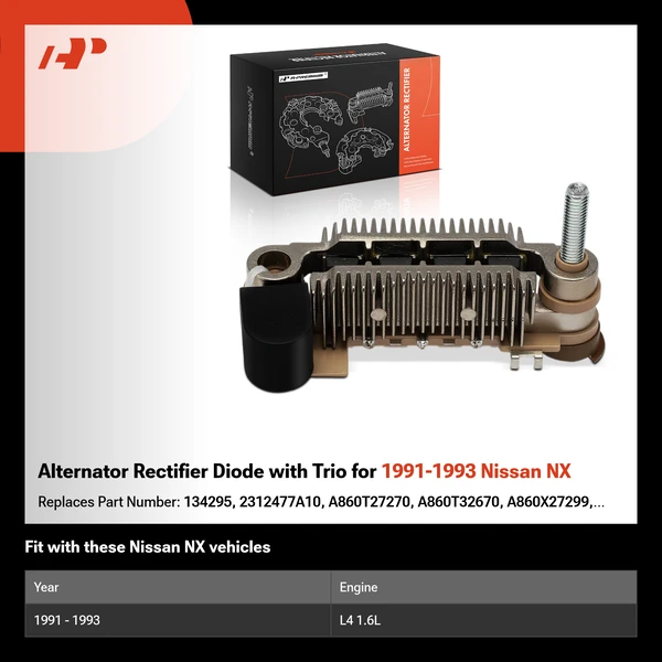 Alternator Rectifier Diode with Trio for 1991-1993 Nissan NX