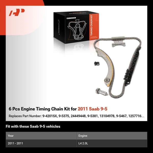 6 Pcs Engine Timing Chain Kit for 2011 Saab 9-5