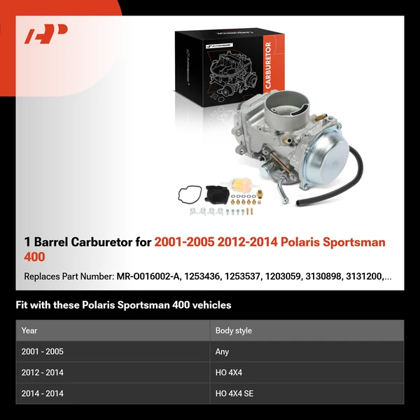 1 Barrel Carburetor for 2001-2005 2012-2014 Polaris Sportsman 400