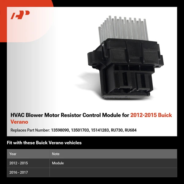 HVAC Blower Motor Resistor Control Module for 2012-2015 Buick Verano