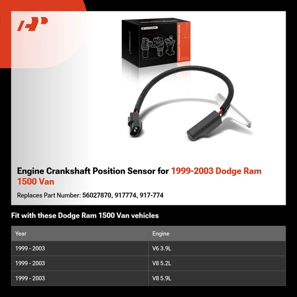 Engine Crankshaft Position Sensor for 1999-2003 Dodge Ram 1500 Van