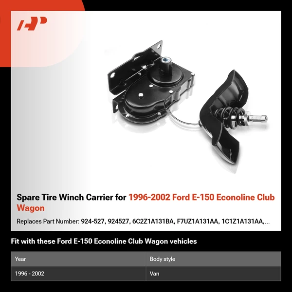 Spare Tire Winch Carrier for 1996-2002 Ford E-150 Econoline Club Wagon