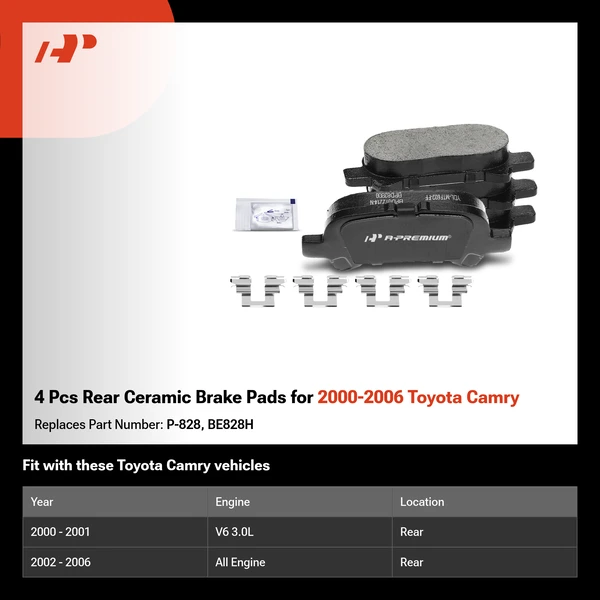 4 Pcs Rear Ceramic Brake Pads for 2000-2006 Toyota Camry