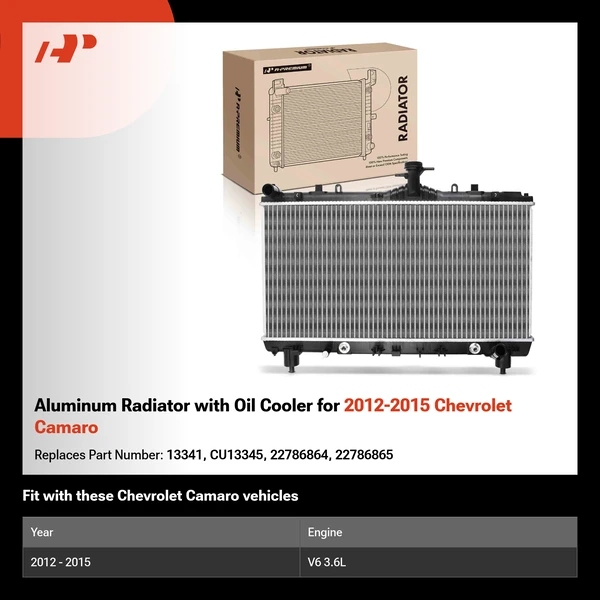 Aluminum Radiator with Oil Cooler for 2012-2015 Chevrolet Camaro