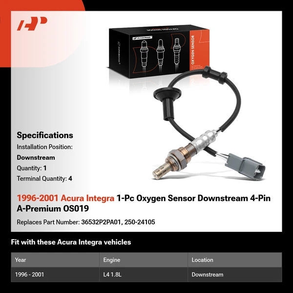 1996-2001 Acura Integra 1-Pc Oxygen Sensor Downstream 4-Pin A-Premium OS019
