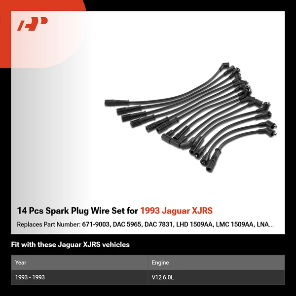14 Pcs Spark Plug Wire Set for 1993 Jaguar XJRS