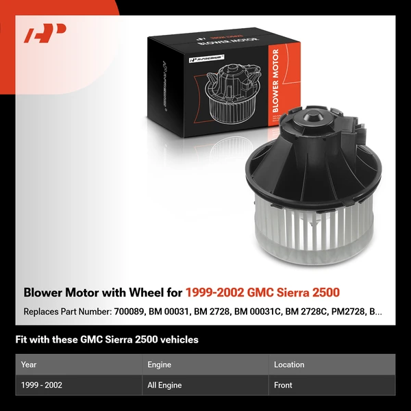 Blower Motor with Wheel for 1999-2002 GMC Sierra 2500