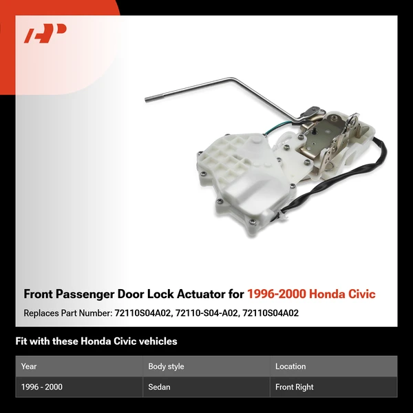 Front Passenger Door Lock Actuator for 1996-2000 Honda Civic