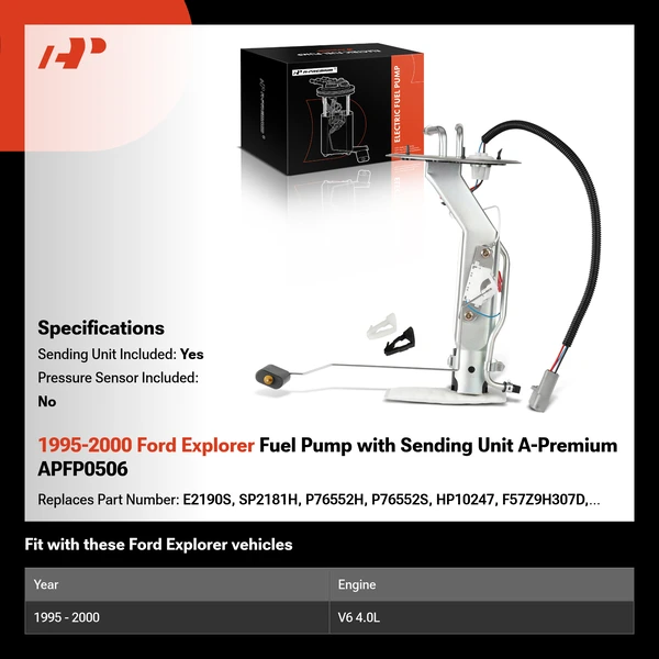 1995-2000 Ford Explorer Fuel Pump with Sending Unit A-Premium APFP0506