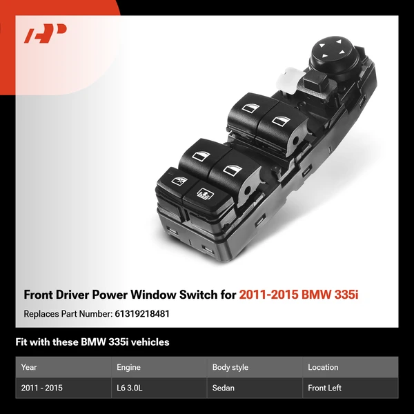 Front Driver Power Window Switch for 2011-2015 BMW 335i