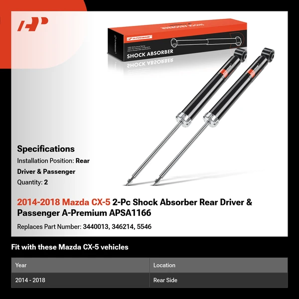 2014-2018 Mazda CX-5 2-Pc Shock Absorber Rear Driver & Passenger A-Premium APSA1166