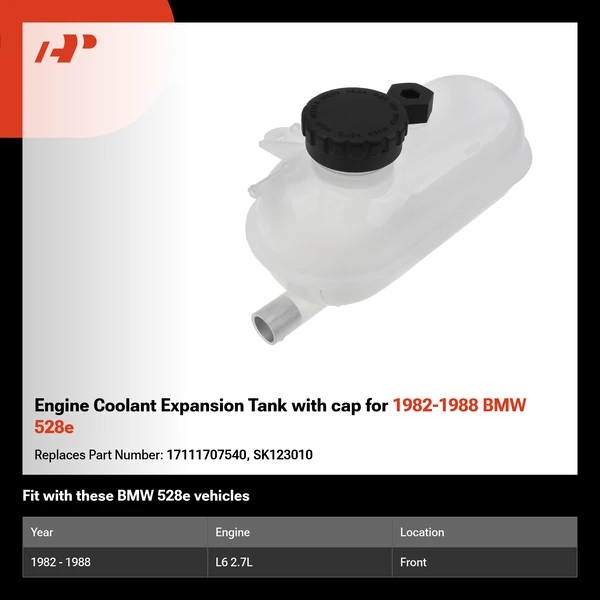 Engine Coolant Expansion Tank with cap for 1982-1988 BMW 528e