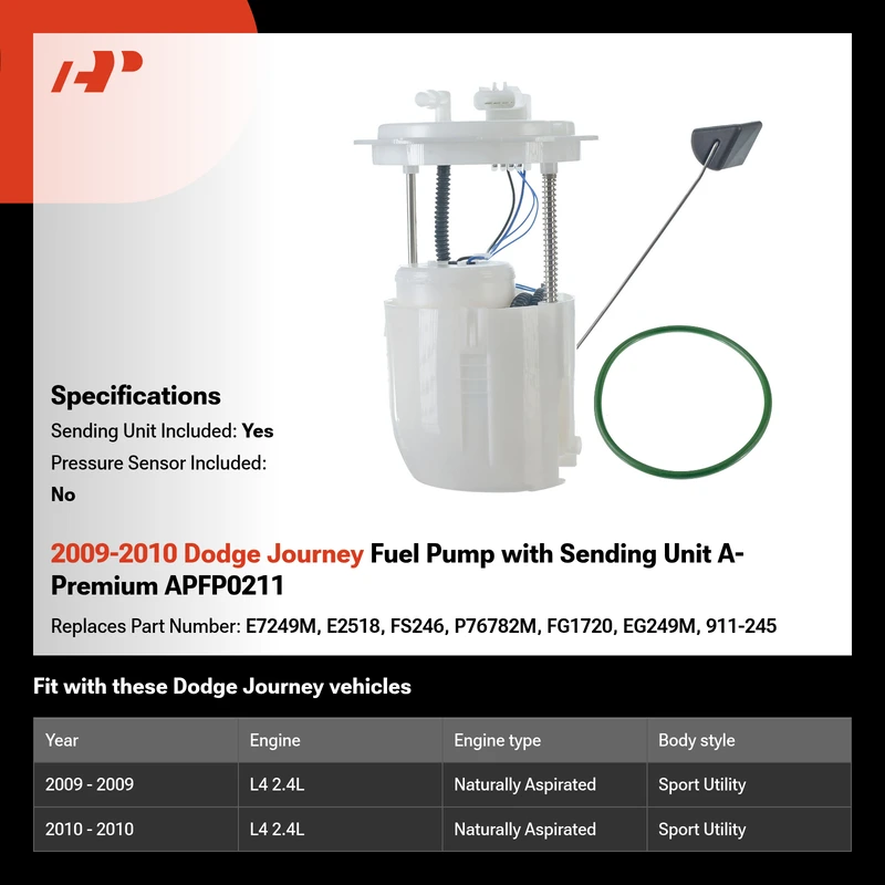 2009-2010 Dodge Journey Fuel Pump with Sending Unit A-Premium APFP0211
