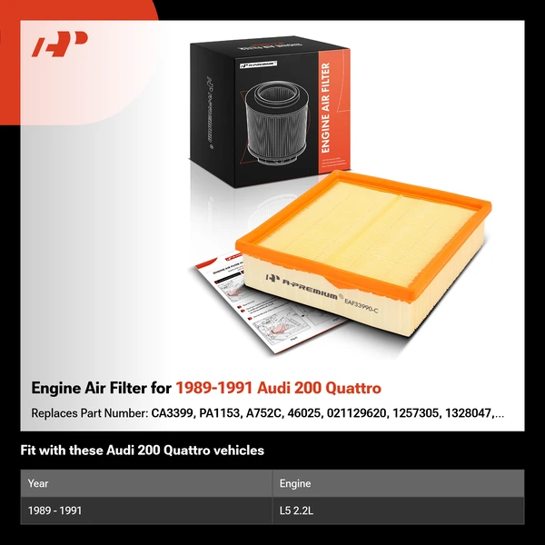 Engine Air Filter for 1989-1991 Audi 200 Quattro