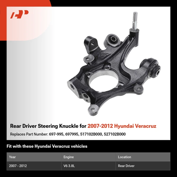 Rear Driver Steering Knuckle for 2007-2012 Hyundai Veracruz