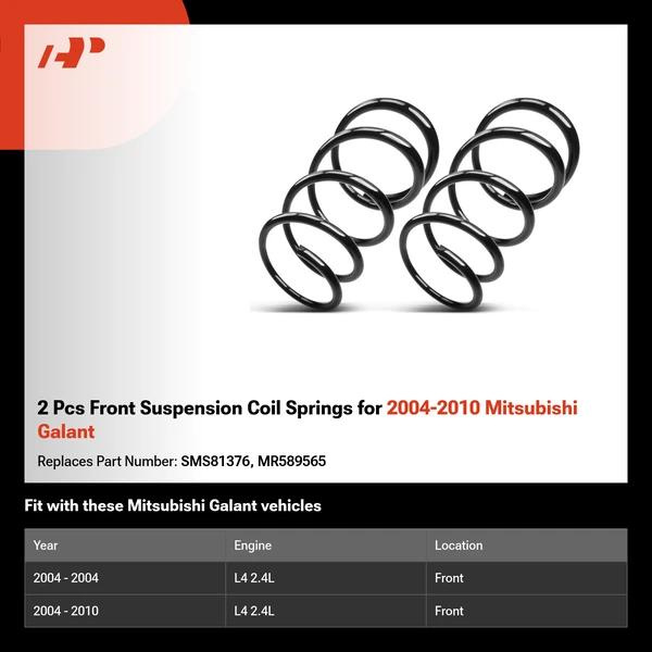 2 Pcs Front Suspension Coil Springs for 2004-2010 Mitsubishi Galant