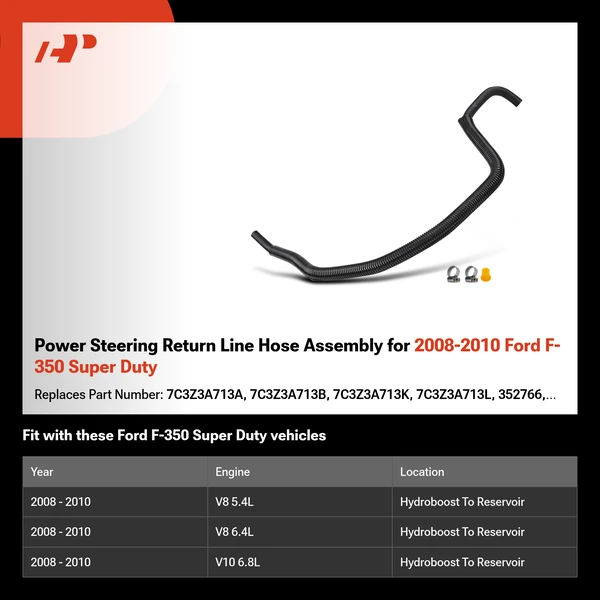 Power Steering Return Line Hose Assembly for 2008-2010 Ford F-350 Super Duty