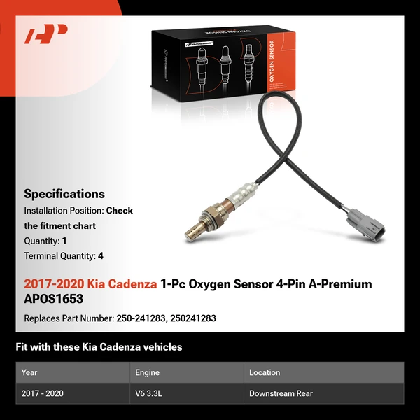 2017-2020 Kia Cadenza 1-Pc Oxygen Sensor 4-Pin A-Premium APOS1653