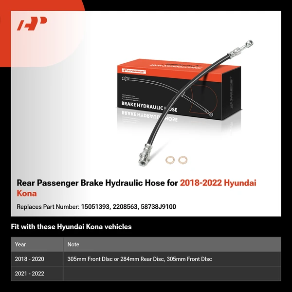 Rear Passenger Brake Hydraulic Hose for 2018-2022 Hyundai Kona
