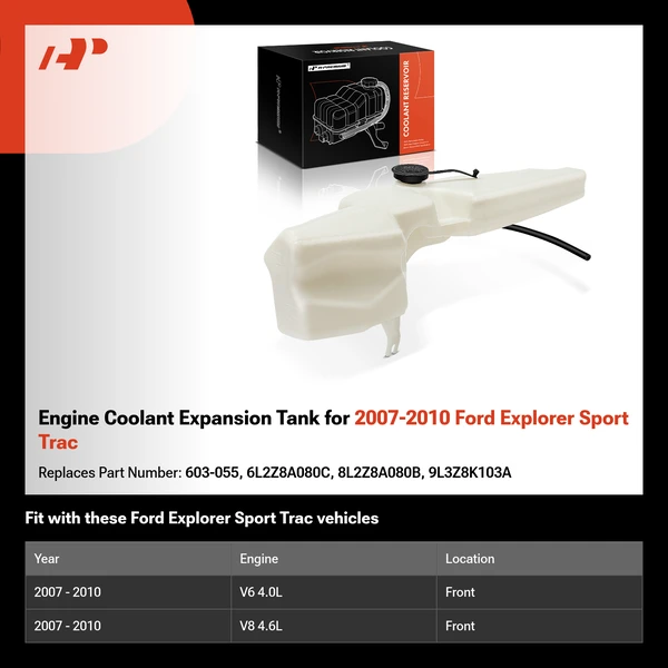 Engine Coolant Expansion Tank for 2007-2010 Ford Explorer Sport Trac