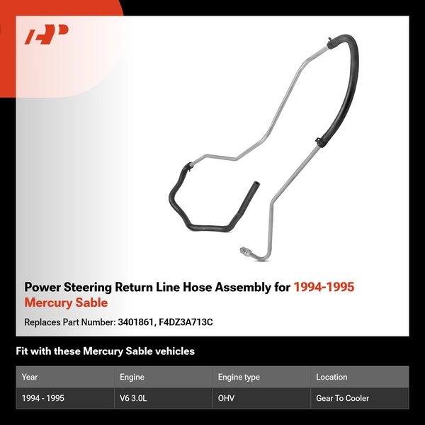 Power Steering Return Line Hose Assembly for 1994-1995 Mercury Sable