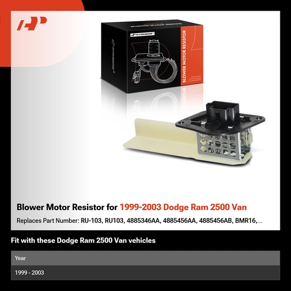 Blower Motor Resistor for 1999-2003 Dodge Ram 2500 Van