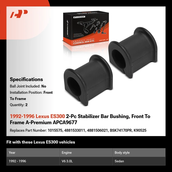 1992-1996 Lexus ES300 2-Pc Stabilizer Bar Bushing, Front To Frame A-Premium APCA9677
