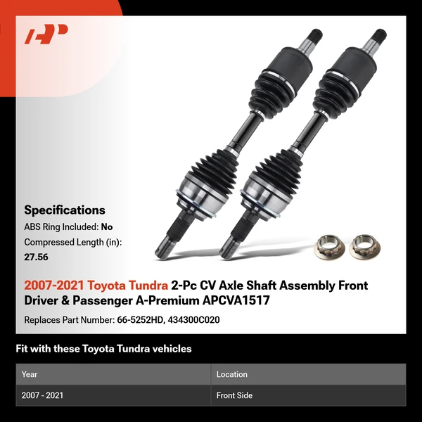 2007-2021 Toyota Tundra 2-Pc CV Axle Shaft Assembly Front Driver & Passenger A-Premium APCVA1517