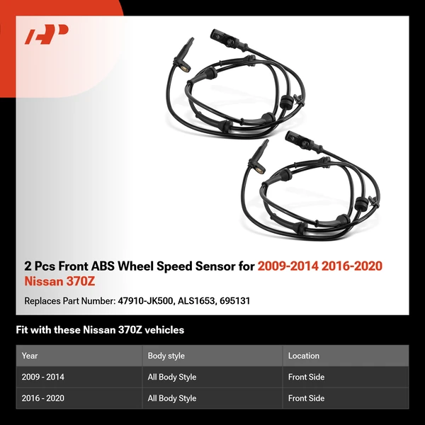 2 Pcs Front ABS Wheel Speed Sensor for 2009-2014 2016-2020 Nissan 370Z