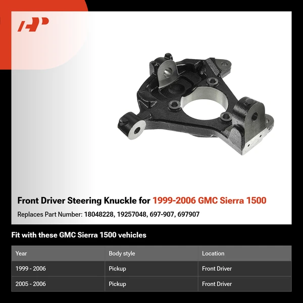 Front Driver Steering Knuckle for 1999-2006 GMC Sierra 1500